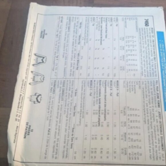 7450 Vintage McCalls SEWING Pattern Misses 1980s Stretch Knit Top Shirt Blouse S - Picture 2 of 2